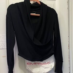 Free people Black faux wrap Sweater